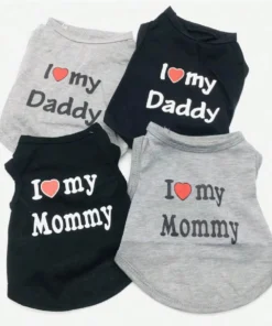 Pet Dog Vest T-Shirt I Love My Daddy Mommy Vest Gift Costume Clothes for Small Puppy Cat Kitten Yorkshire Chihuahua Poodle