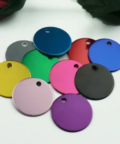 Wholesale 100Pcs Round Tags Dog Pet Id Tags Aluminum Anodizing NamePlate Engraved Dog Number ID Tag Card Charm Personalized