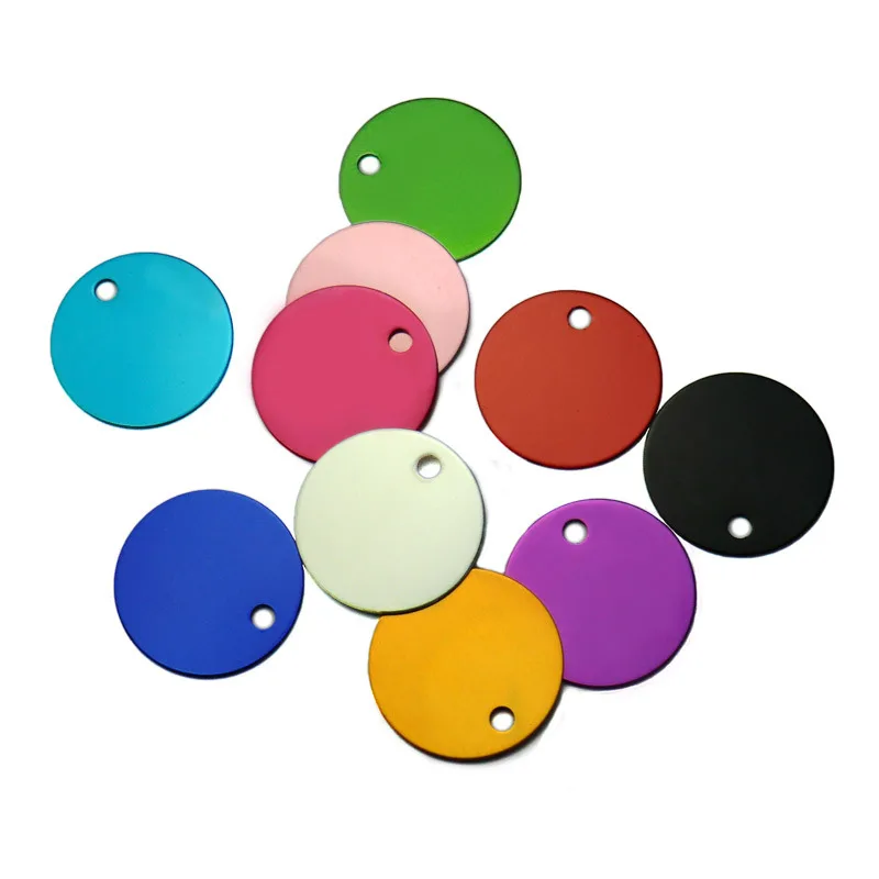 Wholesale 100Pcs Round Tags Dog Pet Id Tags Aluminum Anodizing NamePlate Engraved Dog Number ID Tag Card Charm Personalized - Image 2