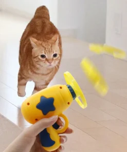 Funny Cat Toy Interactive Launch Pet Training Toy For Kitten Mini Flying Disc Shooting Gun Chasing Games Cat Toys Pet Supplies