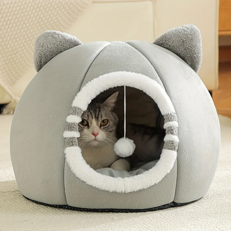 Cartoon Cat Bed Sleeping Dog Basket Tent Puppy Cave Sofa Pet Bed Small and Medium Cats House Cozy Kitten Cave Cushion - Image 2