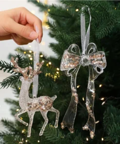 Acrylic Christmas Tree Hanging Ornaments Elk Angel Doll Bell Pendant 2025 Merry Christmas Decoration for Home Xmas New Year 2026