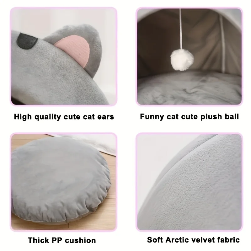 Cartoon Cat Bed Sleeping Dog Basket Tent Puppy Cave Sofa Pet Bed Small and Medium Cats House Cozy Kitten Cave Cushion - Image 6