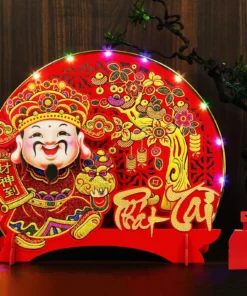 Wealth Table Ornament Nodding Vietnamese Centerpiece Felt Table Decorations with Light for New Year Spring Festival Home