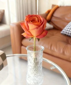 1pc Burnt Edge Roses, Red Artificial Flowers for Home Decor, Ideal for Christmas, Valentine'S Day, National Grandparents Day