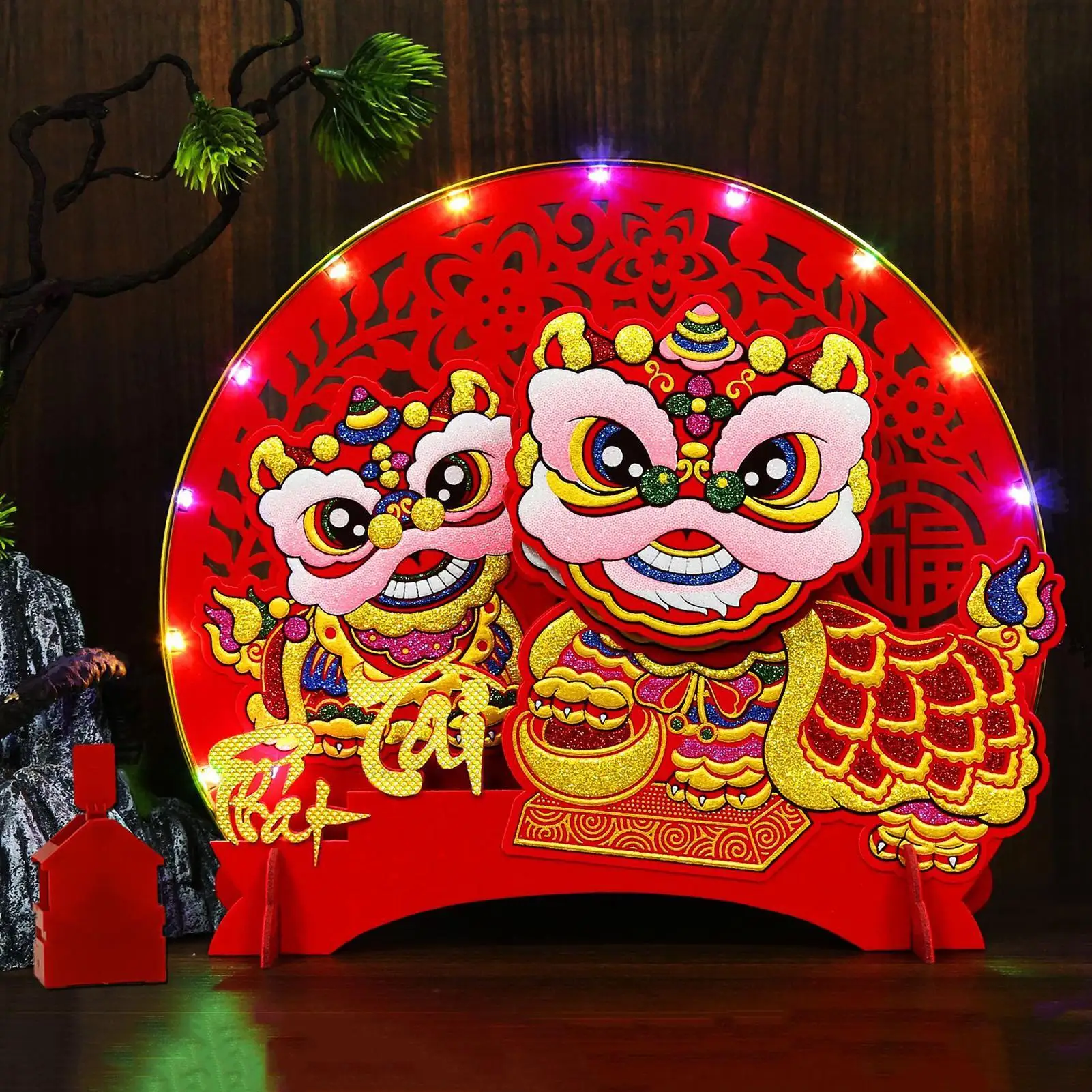 Wealth Table Ornament Nodding Vietnamese Centerpiece Felt Table Decorations with Light for New Year Spring Festival Home - Image 2