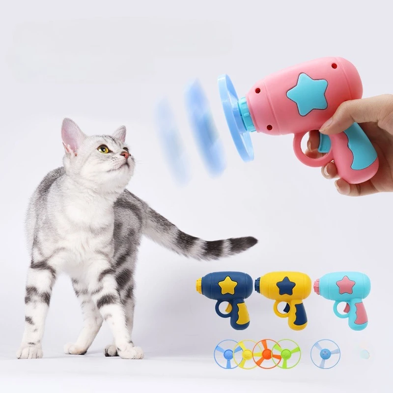 Funny Cat Toy Interactive Launch Pet Training Toy For Kitten Mini Flying Disc Shooting Gun Chasing Games Cat Toys Pet Supplies - Image 2