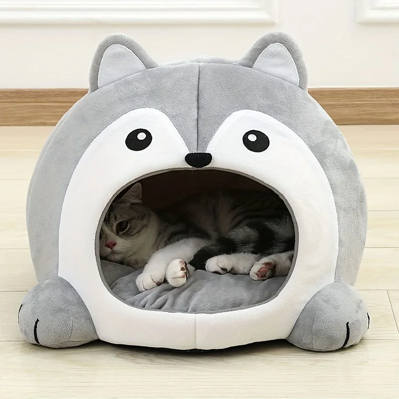 Cartoon Cat Bed Sleeping Dog Basket Tent Puppy Cave Sofa Pet Bed Small and Medium Cats House Cozy Kitten Cave Cushion - Image 3