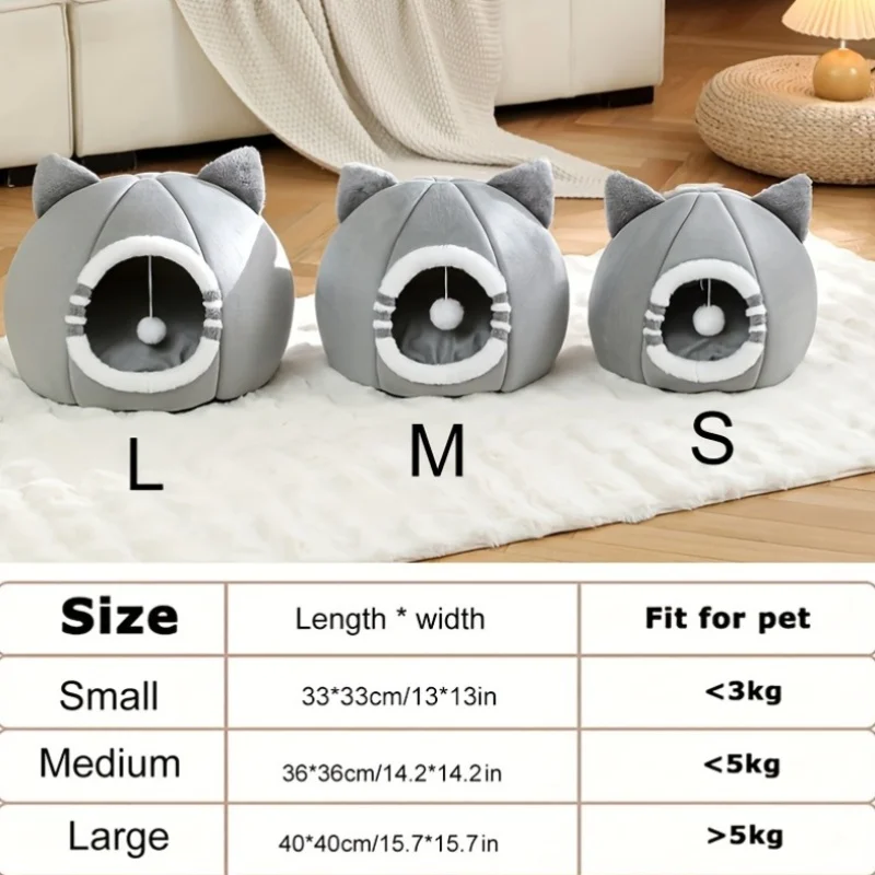 Cartoon Cat Bed Sleeping Dog Basket Tent Puppy Cave Sofa Pet Bed Small and Medium Cats House Cozy Kitten Cave Cushion - Image 4