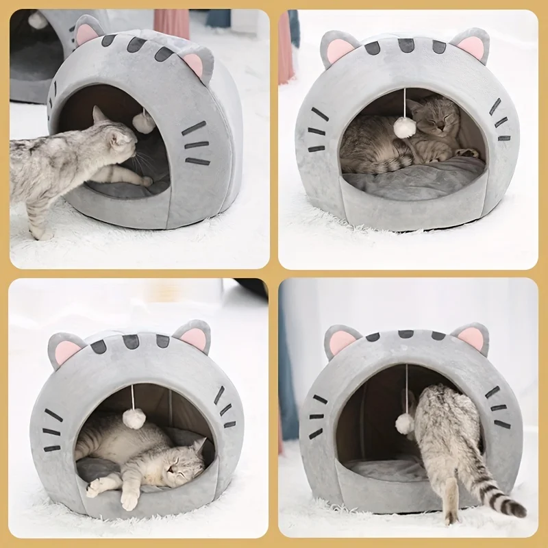 Cartoon Cat Bed Sleeping Dog Basket Tent Puppy Cave Sofa Pet Bed Small and Medium Cats House Cozy Kitten Cave Cushion - Image 5