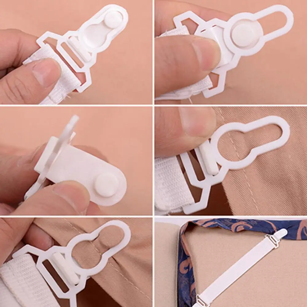 4 Pcs Bed Sheet Mattress Cover Blankets Home Grippers Clip Holder Fasteners Clip Adjustable Triangle Elastic Suspenders Strap - Image 4